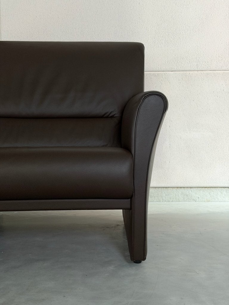 Canapé 3 places Jori - cuir marron, 200 à 250 cm, Banc droit, Comme neuf, Enlèvement