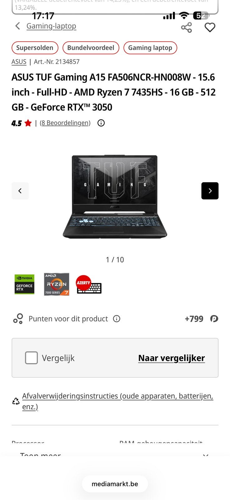Asus TUF gaming laptop A15, Informatique & Logiciels, Ordinateurs portables Windows, Enlèvement, Comme neuf, Gaming