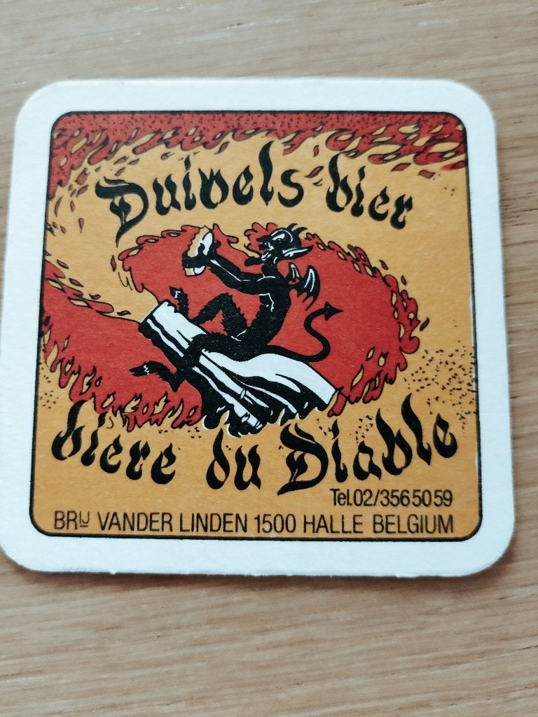 Bierviltje Duivels bier (brij Vander Linden - Halle), Ophalen of Verzenden, Zo goed als nieuw, Viltje(s), Overige merken