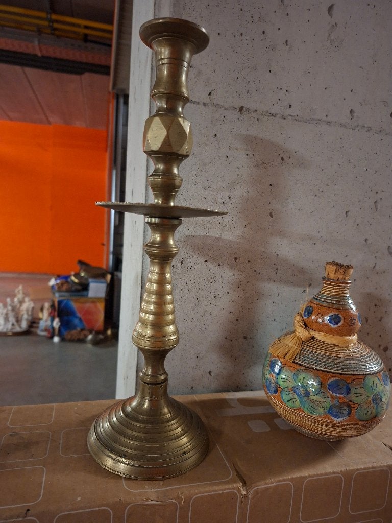 Vintage Moroccan Brass Candle 1950s, Antiek en Kunst, Ophalen