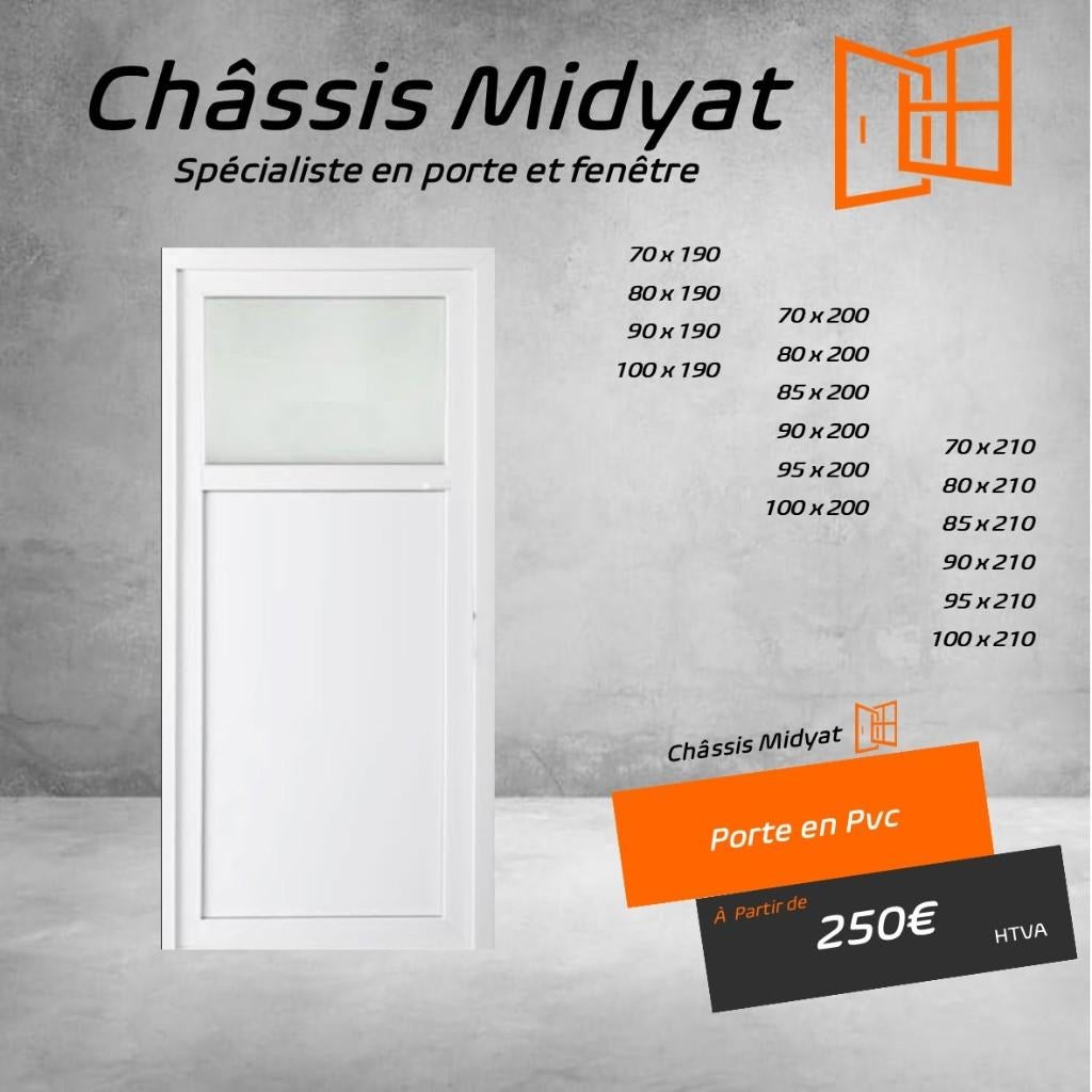 Porte Pvc 250€ GRAND STOCK, Bricolage & Construction, Vitres, Châssis & Fenêtres, Enlèvement, Neuf, Fenêtre de façade ou Vitre
