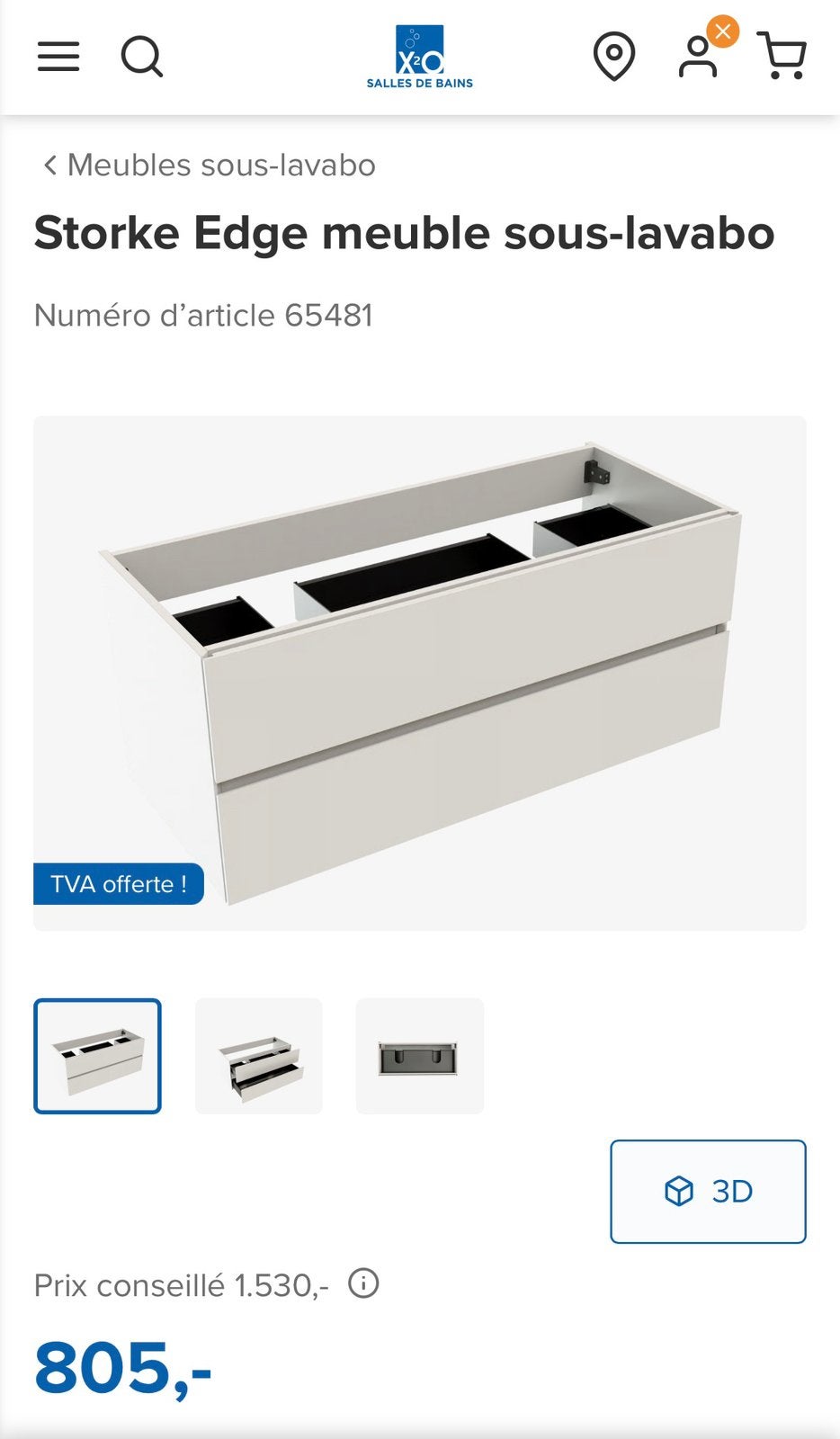Meuble salle de bain X2O - jamais utilisé, Enlèvement, Comme neuf