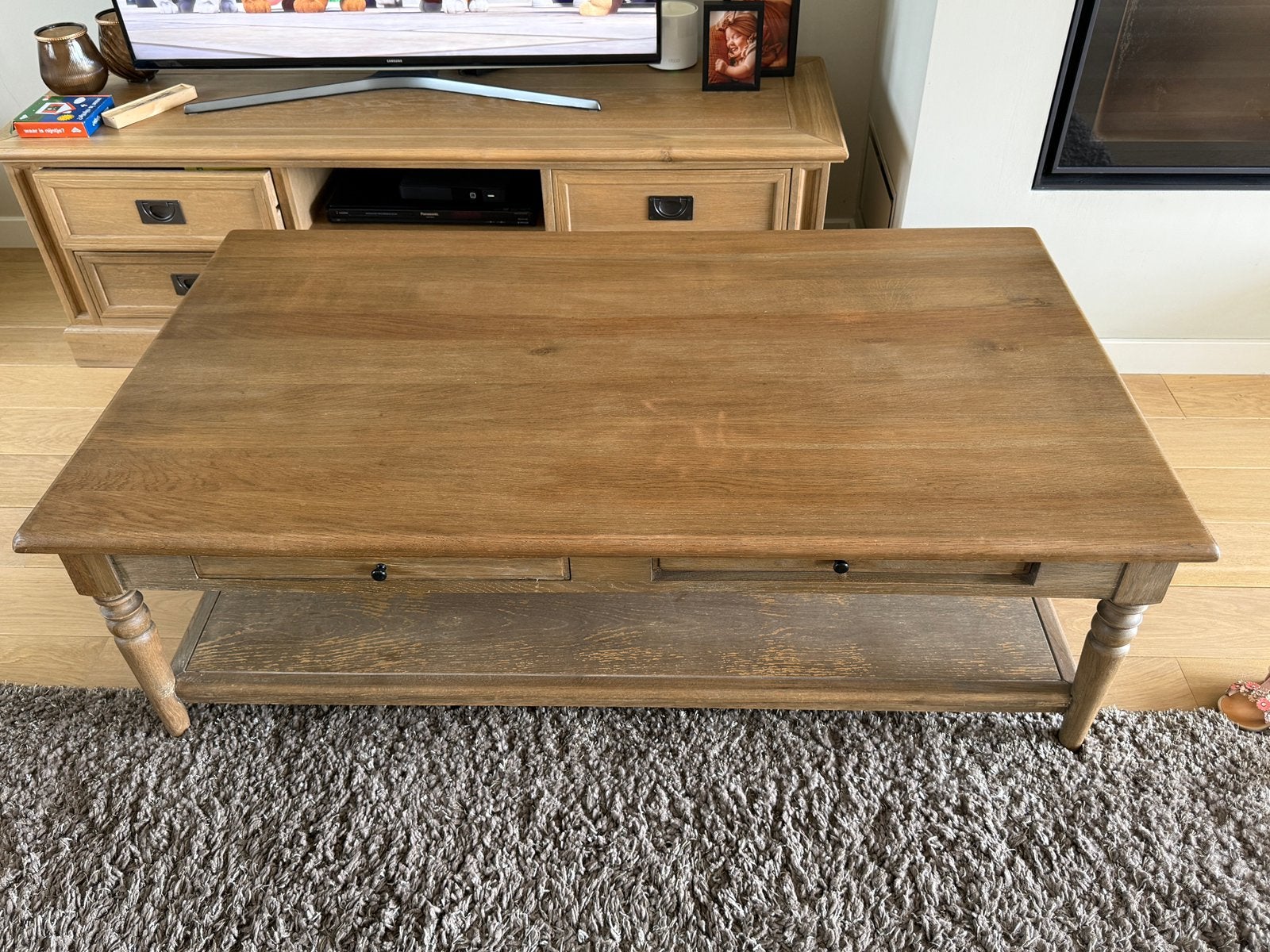 Landelijke salontafel (140x80), Ophalen, Gebruikt, 100 tot 150 cm, Eikenhout