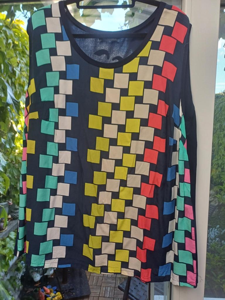 Verpass( duurder) kleurrijke bloes/ rug t- shirtstof M 50/52, Kleding | Dames, Verpass, Blauw, Blouse of Tuniek, Ophalen of Verzenden