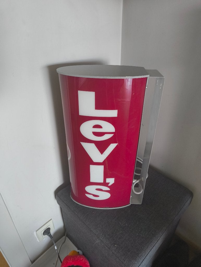 Reclame lichtbak levis, Verzamelen, Merken en Reclamevoorwerpen, Ophalen, Zo goed als nieuw, Reclamebord