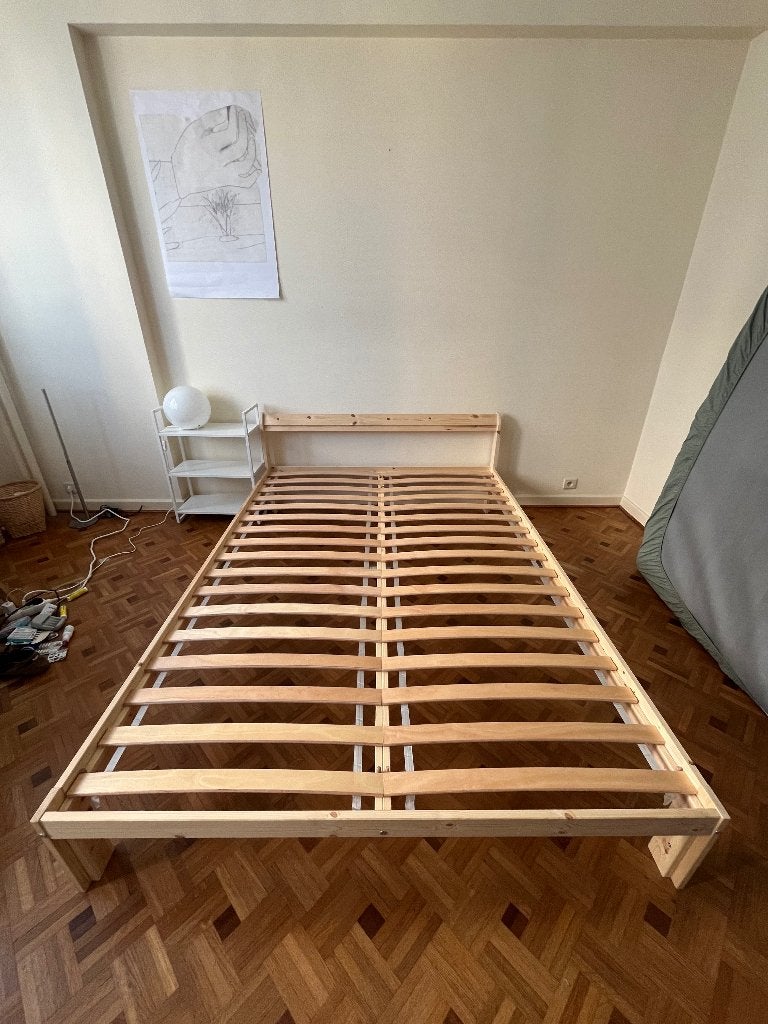 Lit IKEA Neiden 140x200, Maison & Meubles, Chambre à coucher | Lits, Beige, Enlèvement, 200 cm, Bois