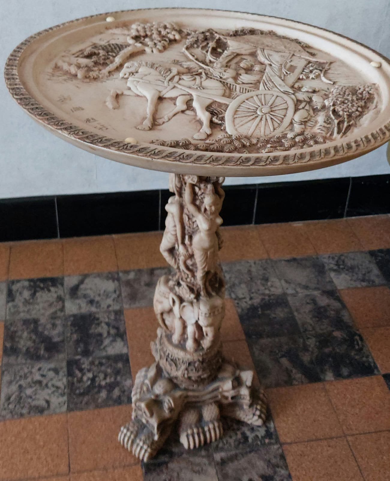 Vintage bijzettafel, Overige materialen, Gebruikt, Rond, Ophalen of Verzenden
