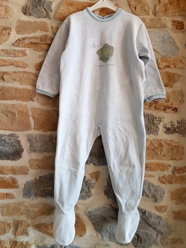 PETITBATEAU - Pyjama bleu avec chou - T.24 mois/86 cm, Kinderen en Baby's, Nacht- of Onderkleding, Gebruikt, Jongetje of Meisje