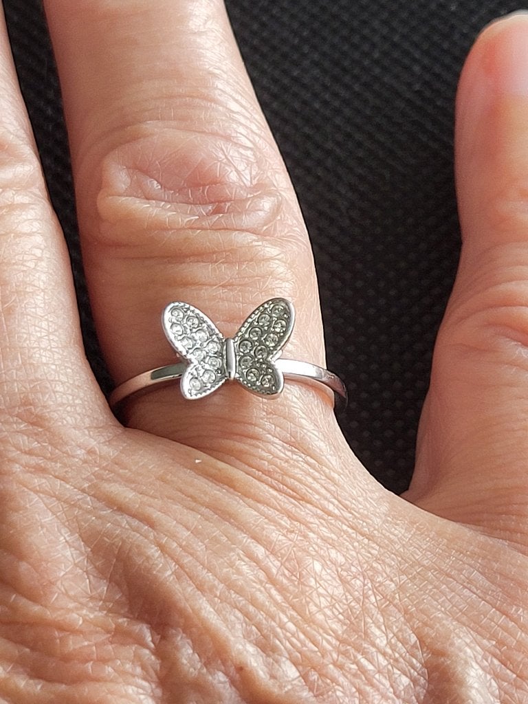Ring Swarovski vlinder maat58, Ophalen of Verzenden, Zo goed als nieuw, Sieraad of Horloge