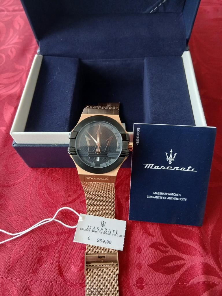 Prachtig Maserati Potenza Horloge – Rose Goud & Zwart
​, Ophalen, Goud, Goud