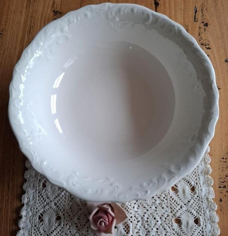 Sierlijke grote brocante off white P. Regout schaal / kom, Enlèvement ou Envoi