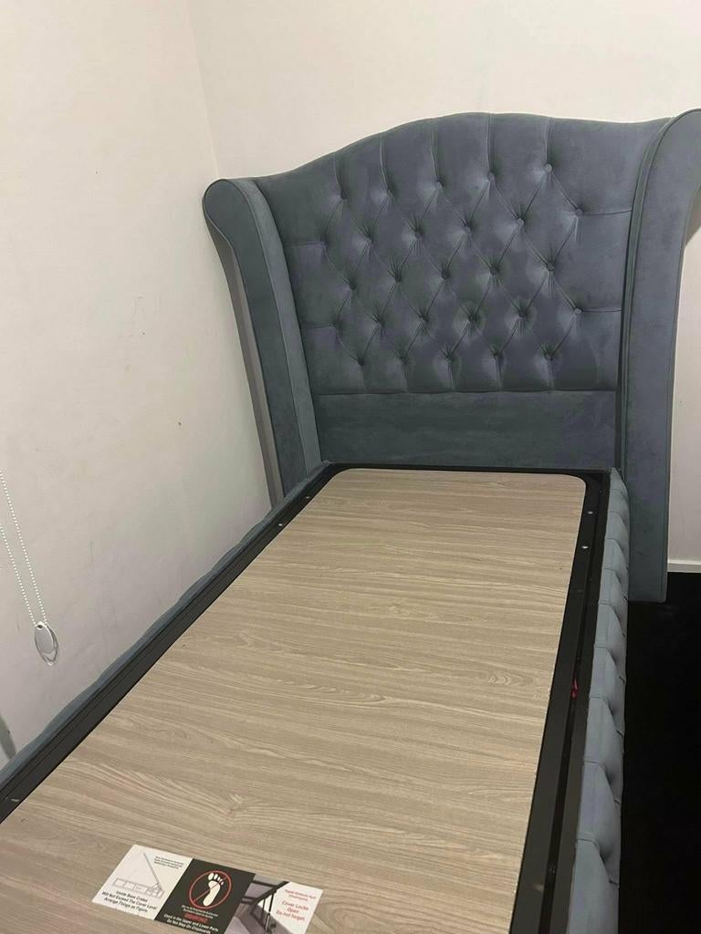 Boxspring 90x200 - luxe hoofdbord goede staat, Huis en Inrichting, Ophalen, 90 cm, Eenpersoons, Nieuw
