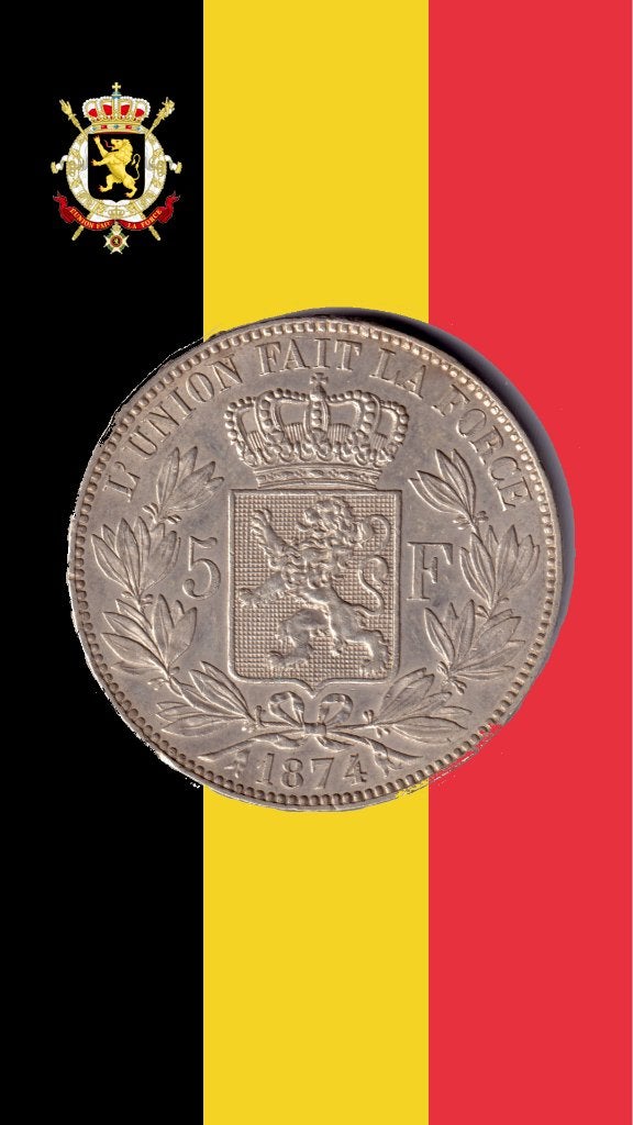 5 frank 1874 (kwaliteit) - Leopold II, Postzegels en Munten, Munten | België, Losse munt, Zilver, Zilver, Verzenden