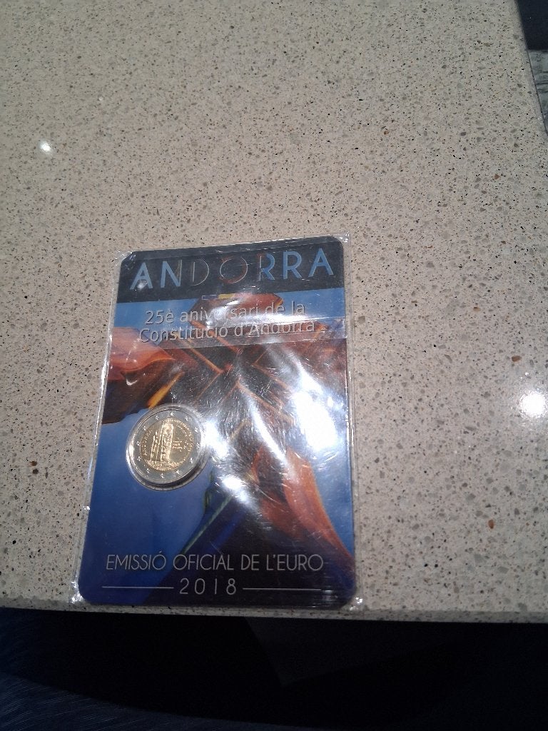 2 euro Andorra 2018 25 Jaar Constitutie Andorra, Postzegels en Munten, Ophalen of Verzenden, Overige landen, 2 euro, Losse munt
