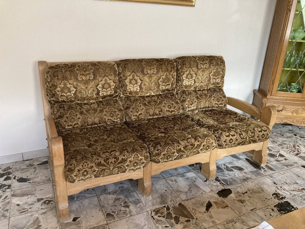 À DONNER : Salon en velours et chêne  – État impeccable !, Maison & Meubles, Canapés | Coins salons complets, Enlèvement, Comme neuf