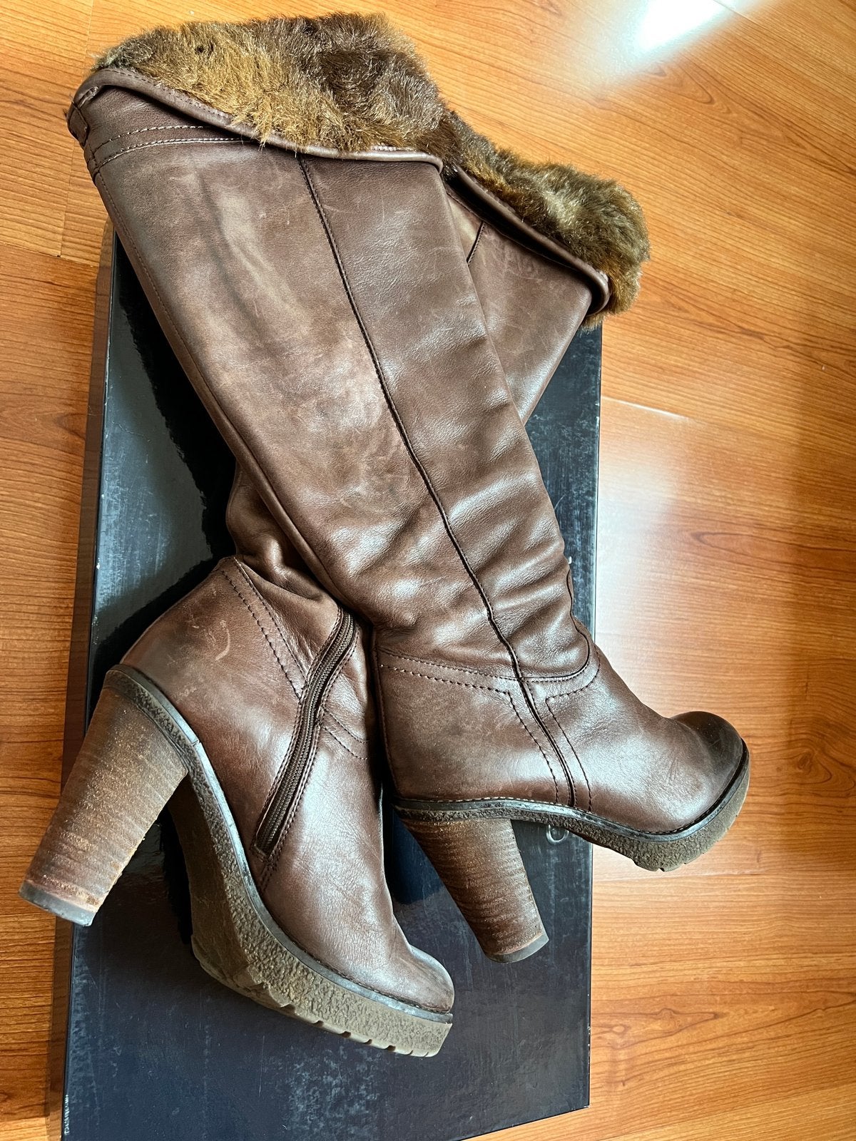 Bottes hautes Mer du Nord, cuir marron avec fourrure, m38, Vêtements | Femmes, Comme neuf, Brun, Enlèvement, Bottes hautes