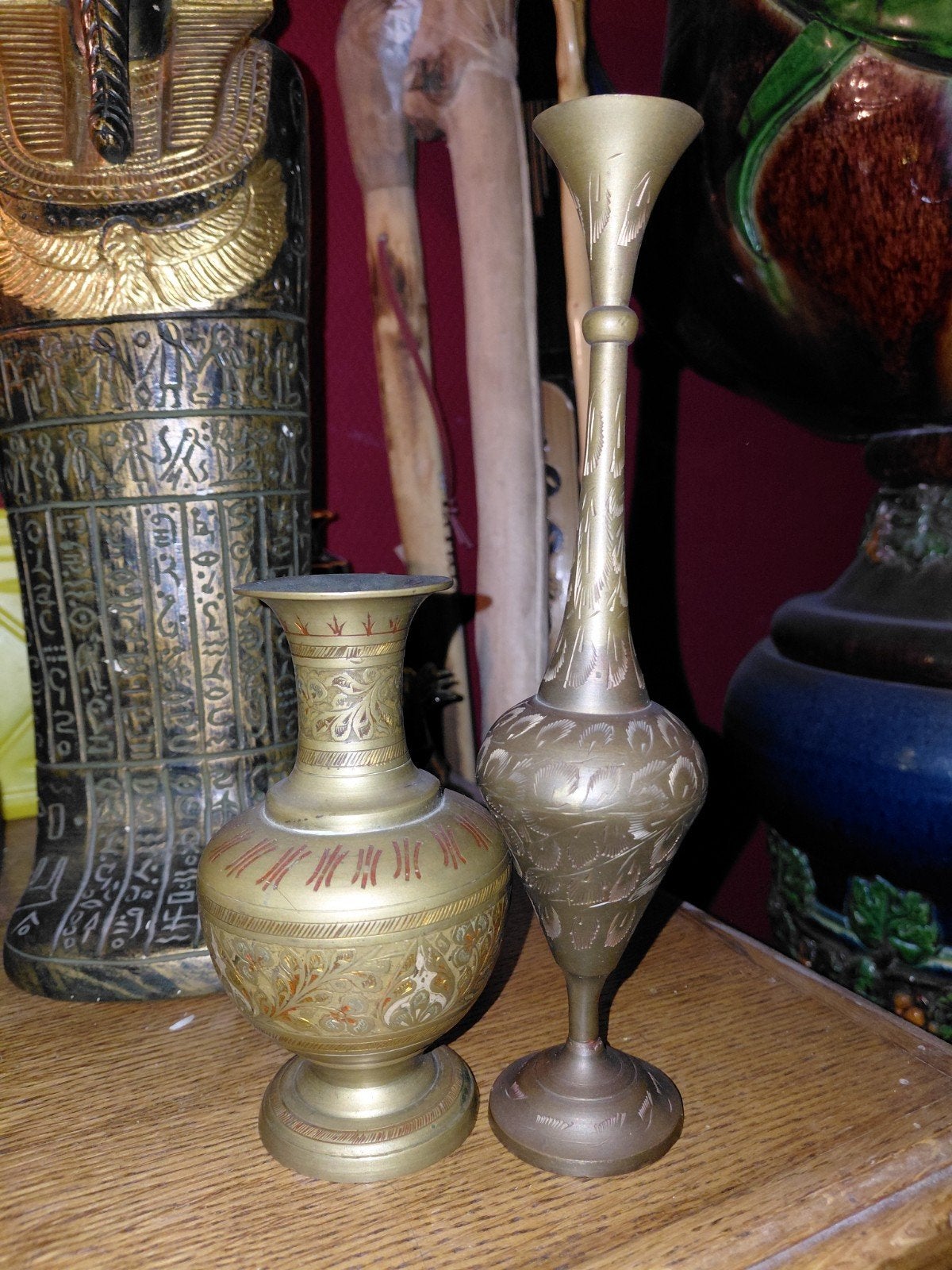 vintage messing vazen afkomstig uit India., Ophalen, Overige materialen