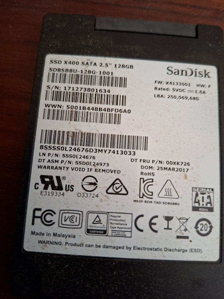 ssd 128GB, Computers en Software, Harde schijven, Ophalen, Intern, Gebruikt, Scandisk