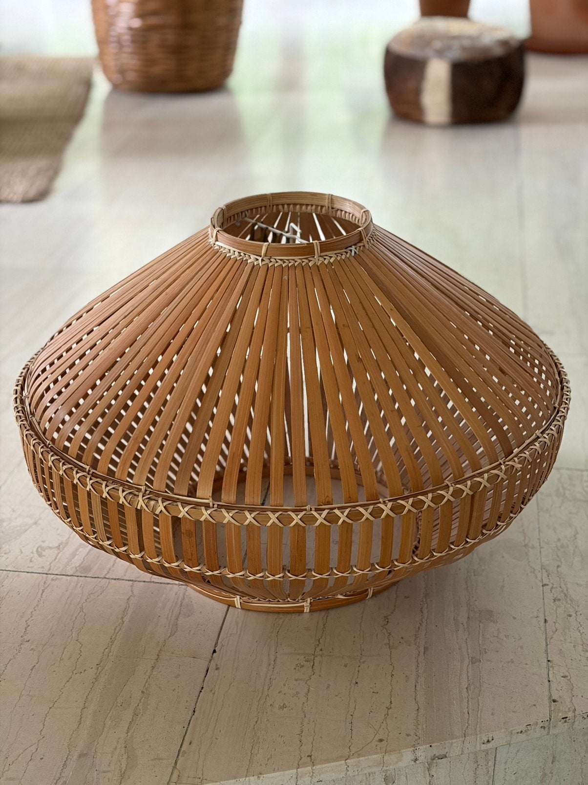 Abat-jour en bambou, Maison & Meubles, 25 à 50 cm, Rond, Comme neuf, Brun