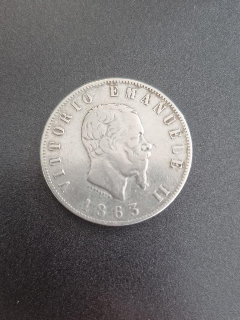 2 Lire 1863, Postzegels en Munten, Ophalen, Italië, Losse munt, Zilver