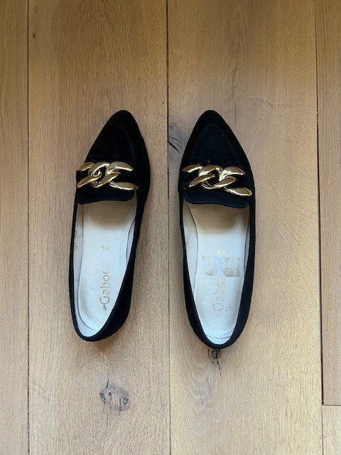 Gabor zwarte loafers met gouden schakel, Ophalen, Gabor, Zo goed als nieuw, Instappers