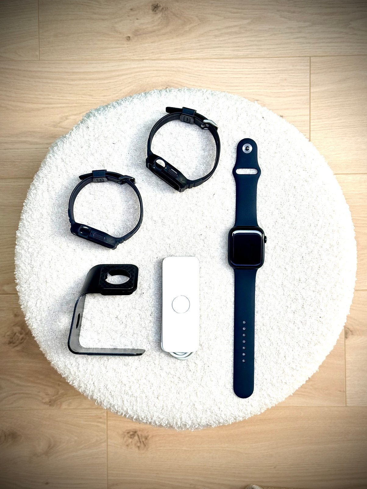 Apple Watch Series 7 - 45mm midnight blue + accesoires, Telecommunicatie, Wearable-accessoires, Ophalen of Verzenden, Zo goed als nieuw