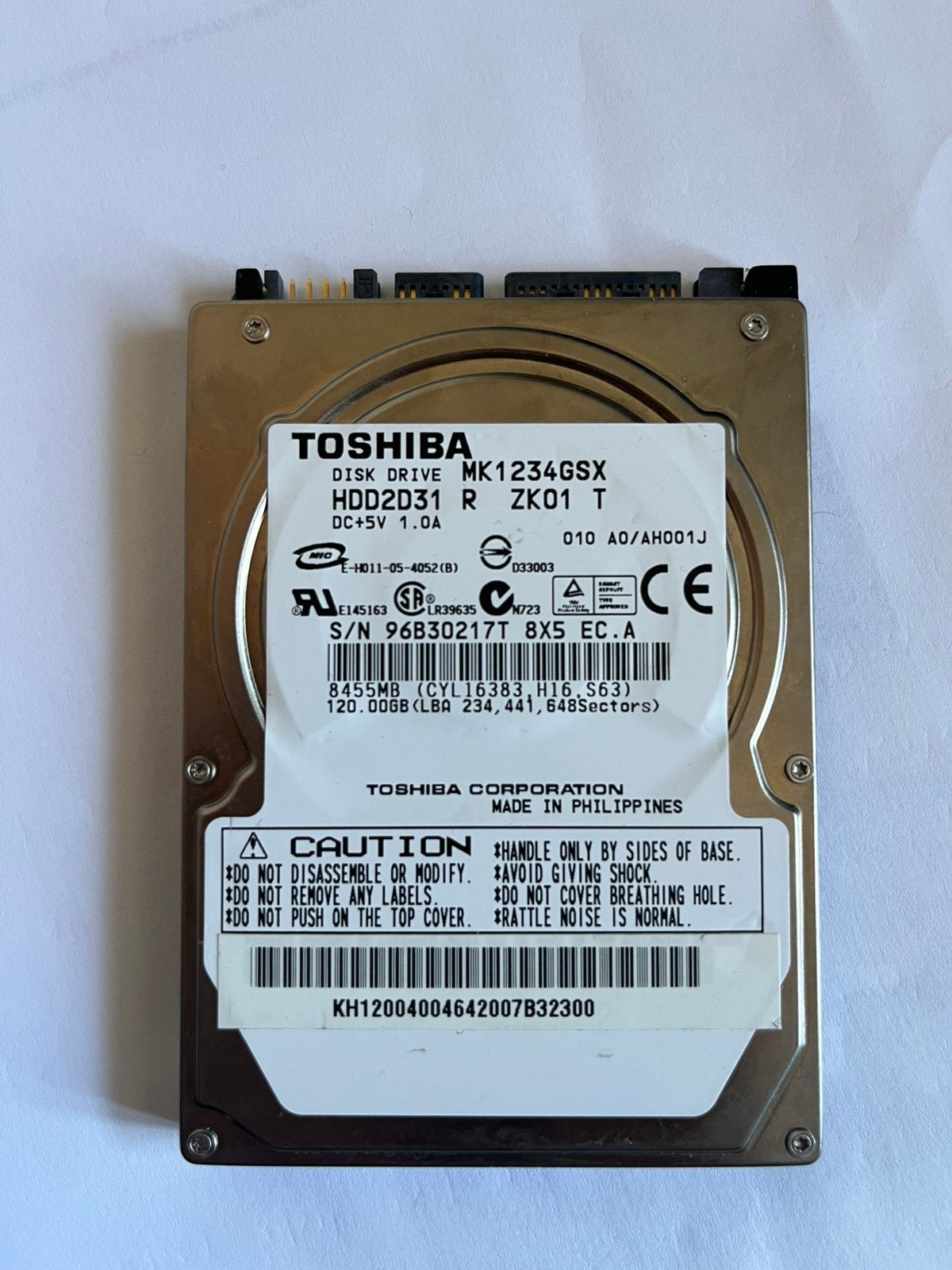Disque dur SATA 2,5 pouces Toshiba — 120 Go, Enlèvement ou Envoi, Comme neuf, SATA, HDD