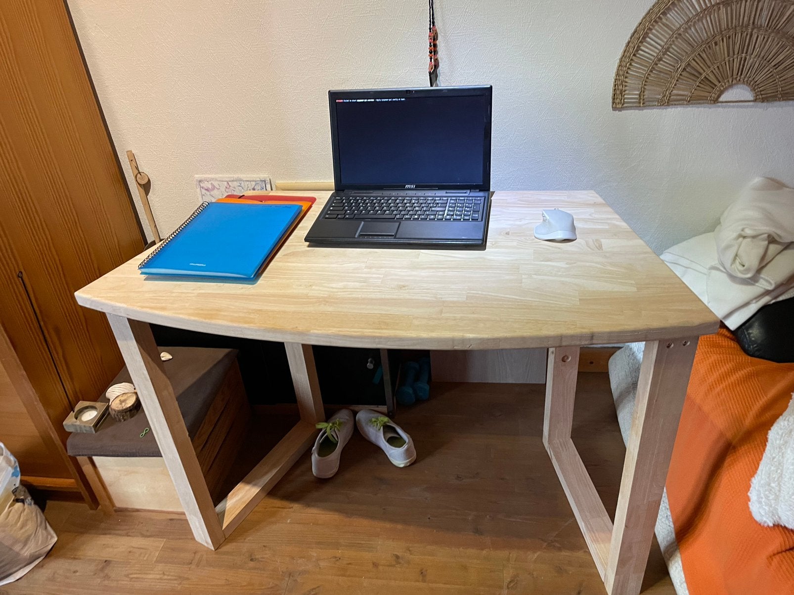 Bureau artisanal en hêtre massif 120x60 cm - Plateau 4 cm, Maison & Meubles, Naturel, Enlèvement, Comme neuf, Bois