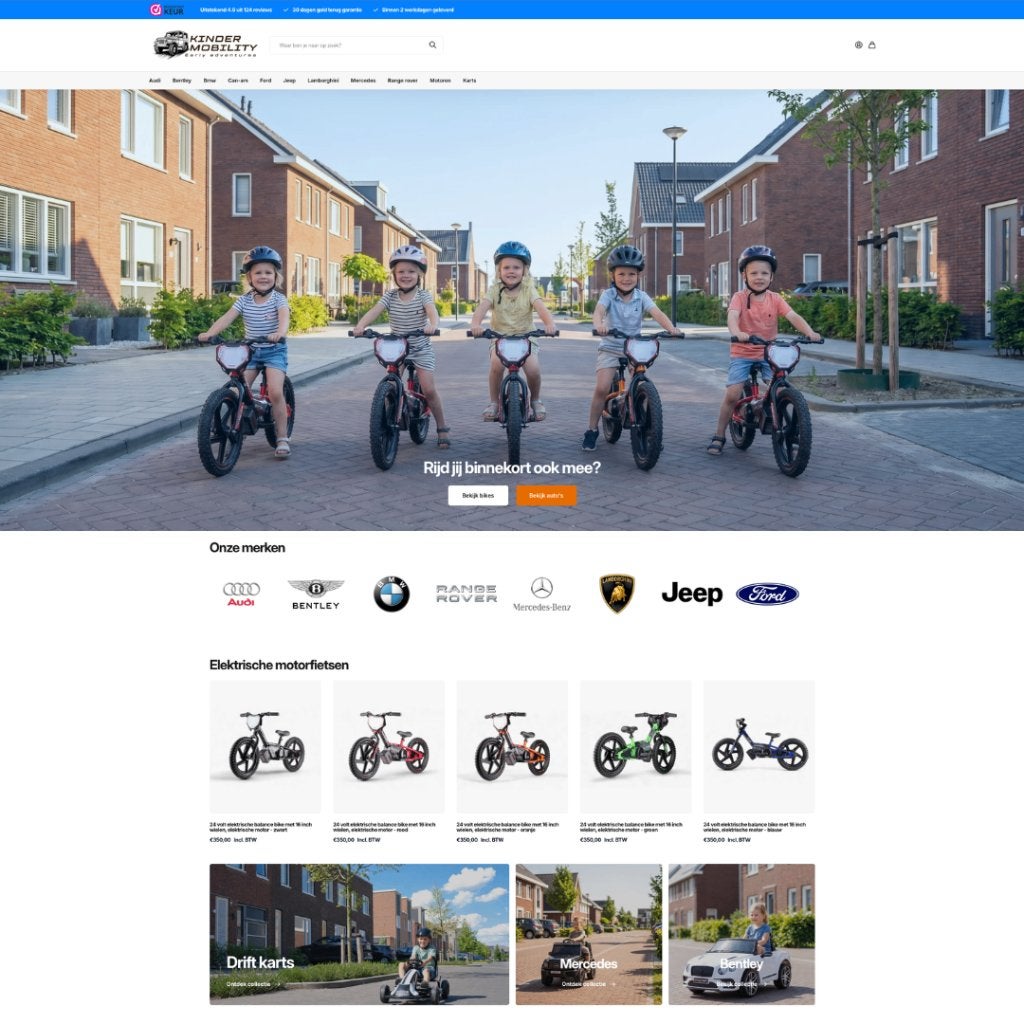 Prachtige elektrische kinderauto webshop te koop €1500