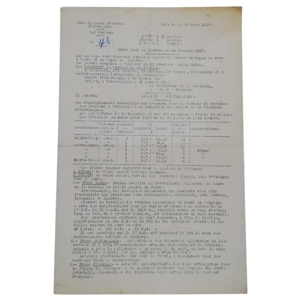 Armée belge - Ordre quotidien et renseignement - 1917, Enlèvement ou Envoi, Armée de terre, Autres types