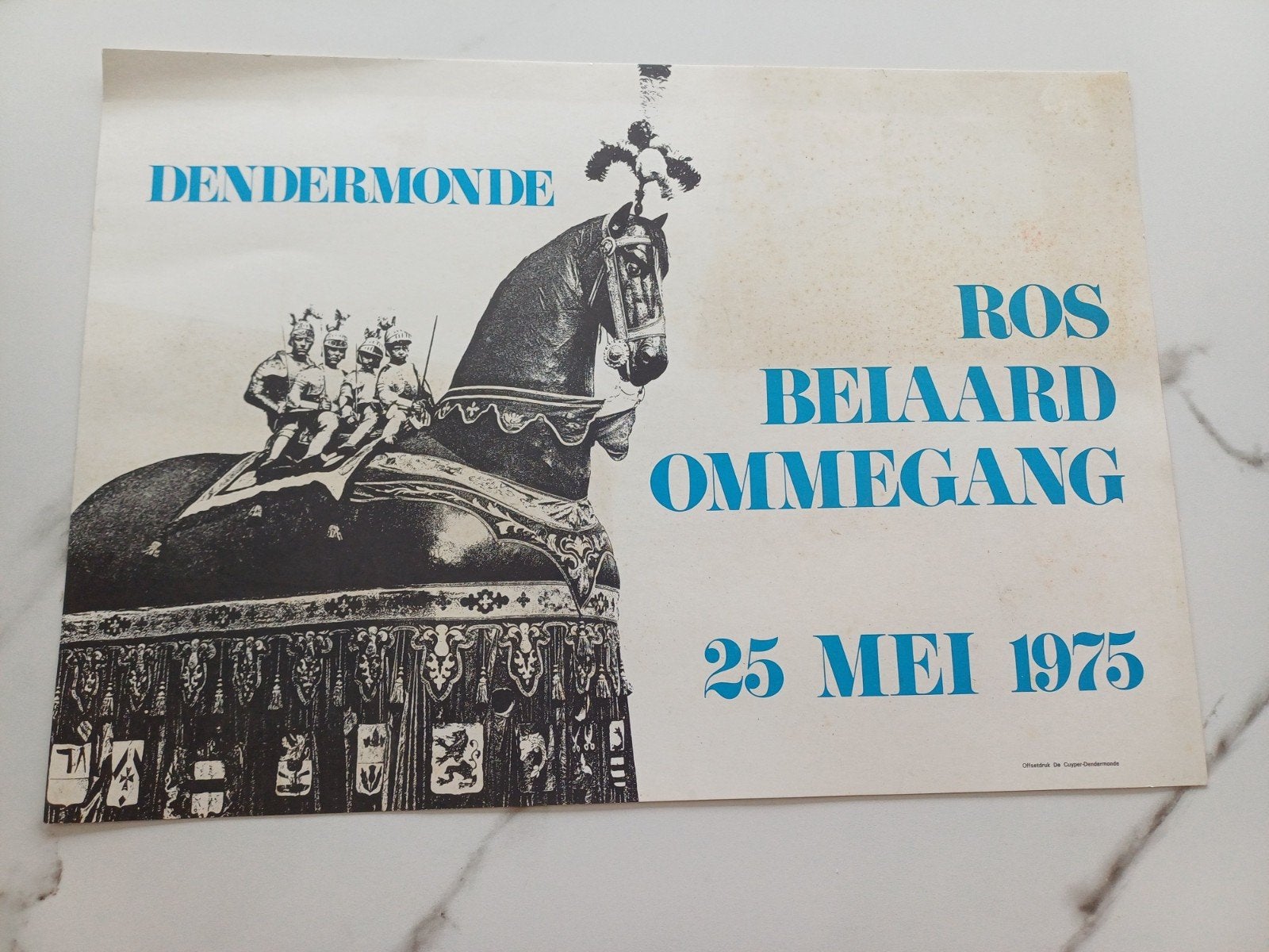 Affiche Ommegang Ros Beiaard 1975 Dendermonde, Ophalen of Verzenden