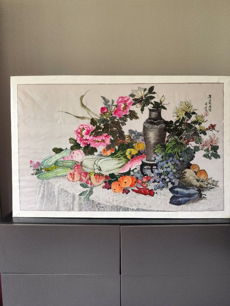 Broderie d'art en soie - tableau d'art nord-coréen-Signé, Antiquités & Art, Art | Peinture | Classique, Autres techniques, Signé