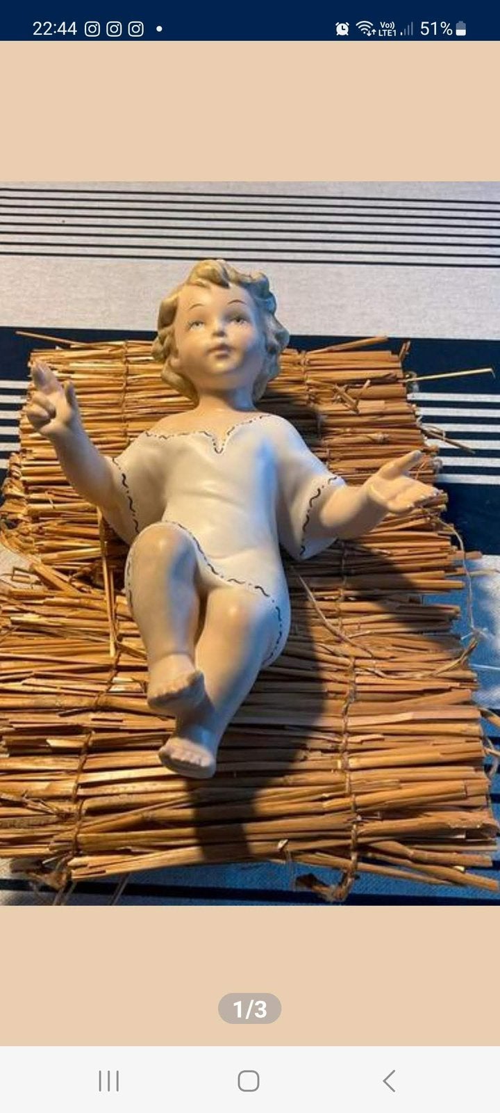 VIntage Italiaans Biscuitporseleinen Kindje Jezus Italy 654, Ophalen of Verzenden
