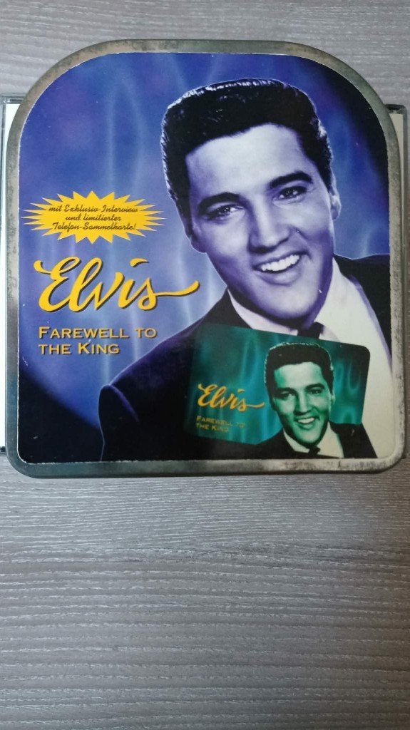 Elvis cd, farewell to the king in metalen doosje, 2 euro, Ophalen of Verzenden, Gebruikt, Rock-'n-roll, Inclusief doosje