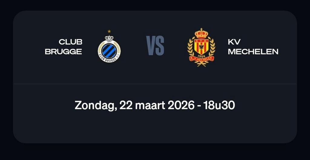Ticket tekoop club brugge mechelen vak 315 oost