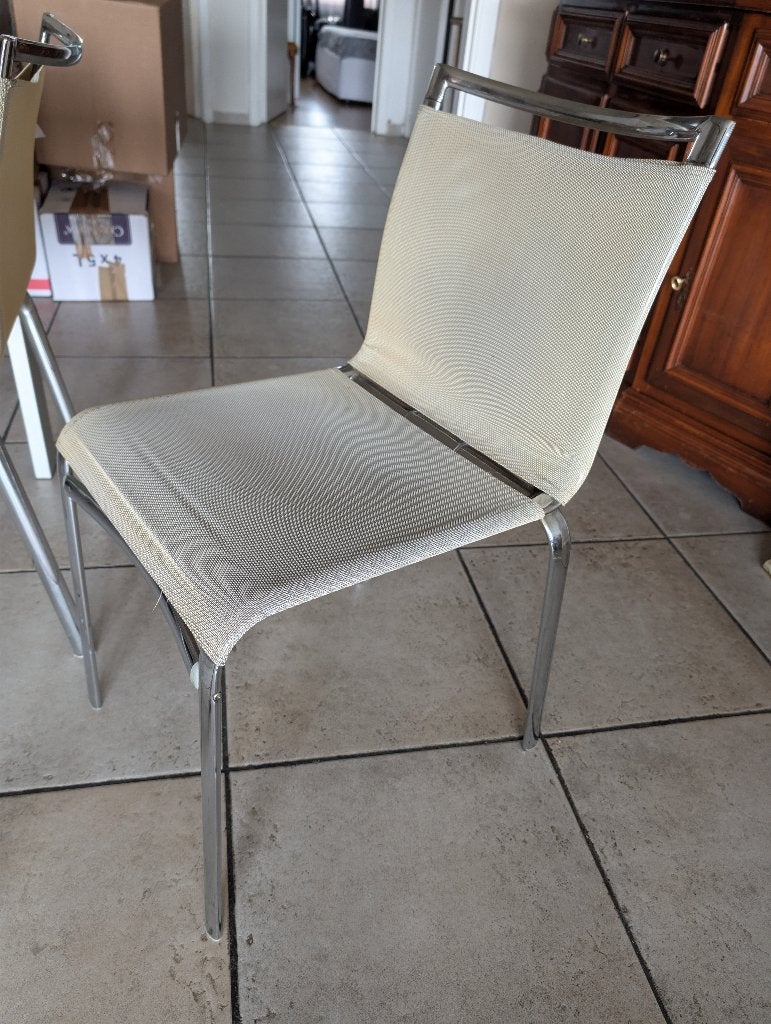 Ensemble de 6 chaises en métal avec assise en plastique, Maison & Meubles, Chaises, Gris, Métal, Enlèvement, Modern / Minimalistisch