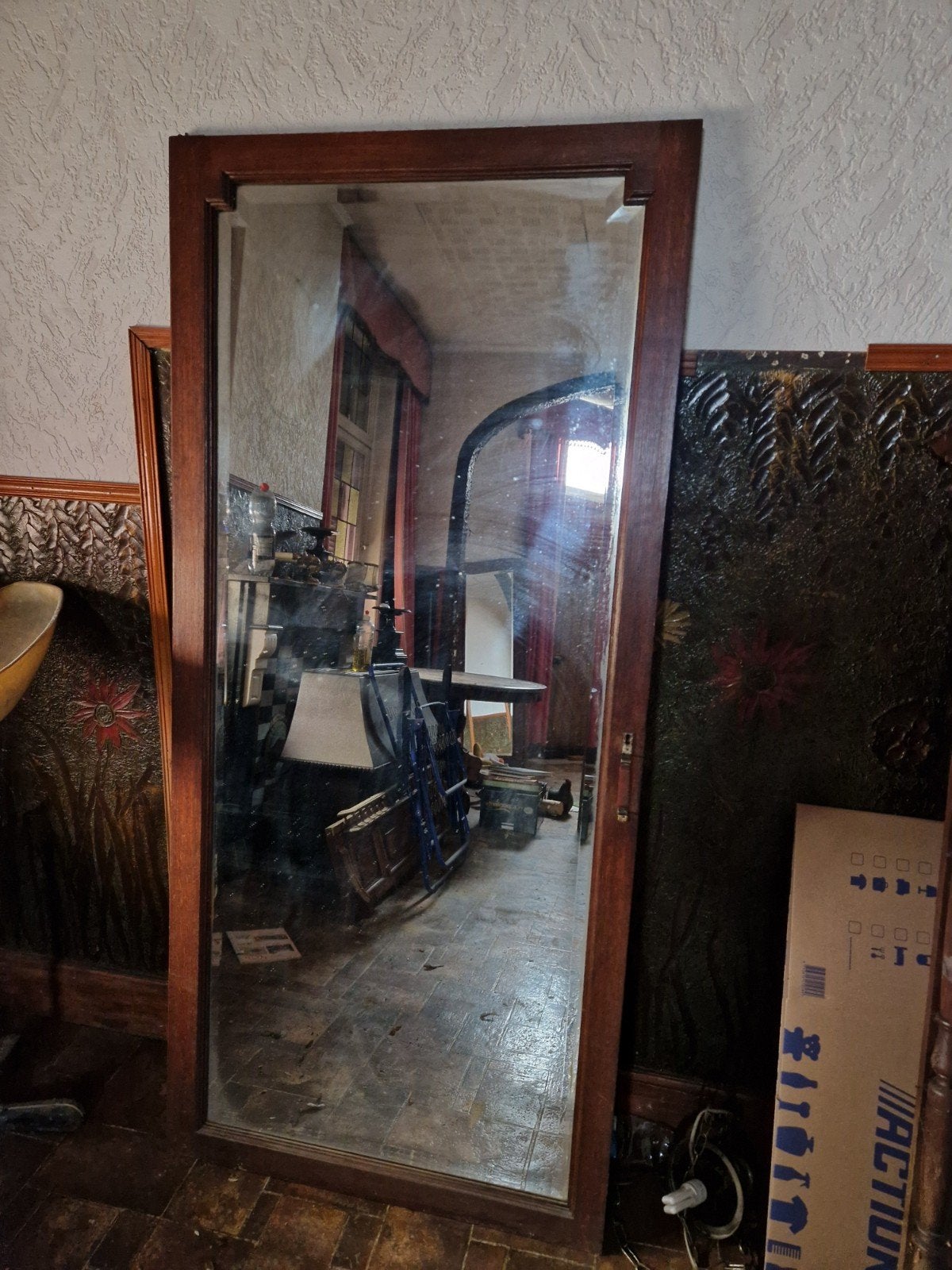 Ancienne porte de garde robe massive avec miroir 17682, Maison & Meubles, Enlèvement, Utilisé