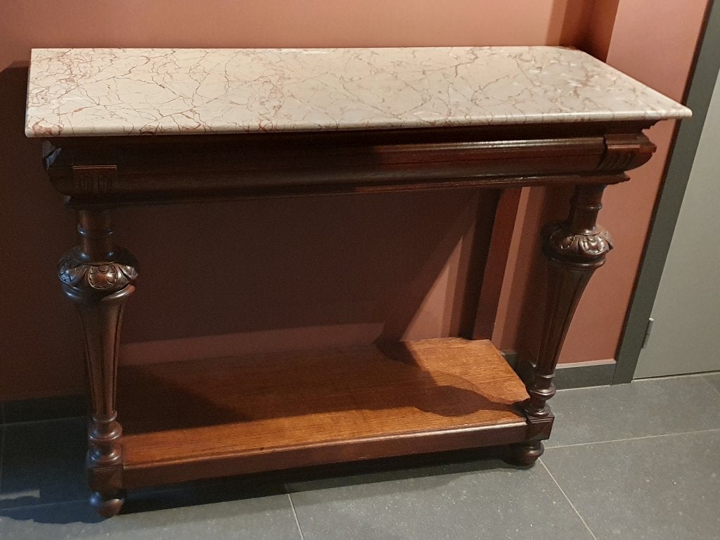 Console classique en bois avec plateau en marbre, Enlèvement