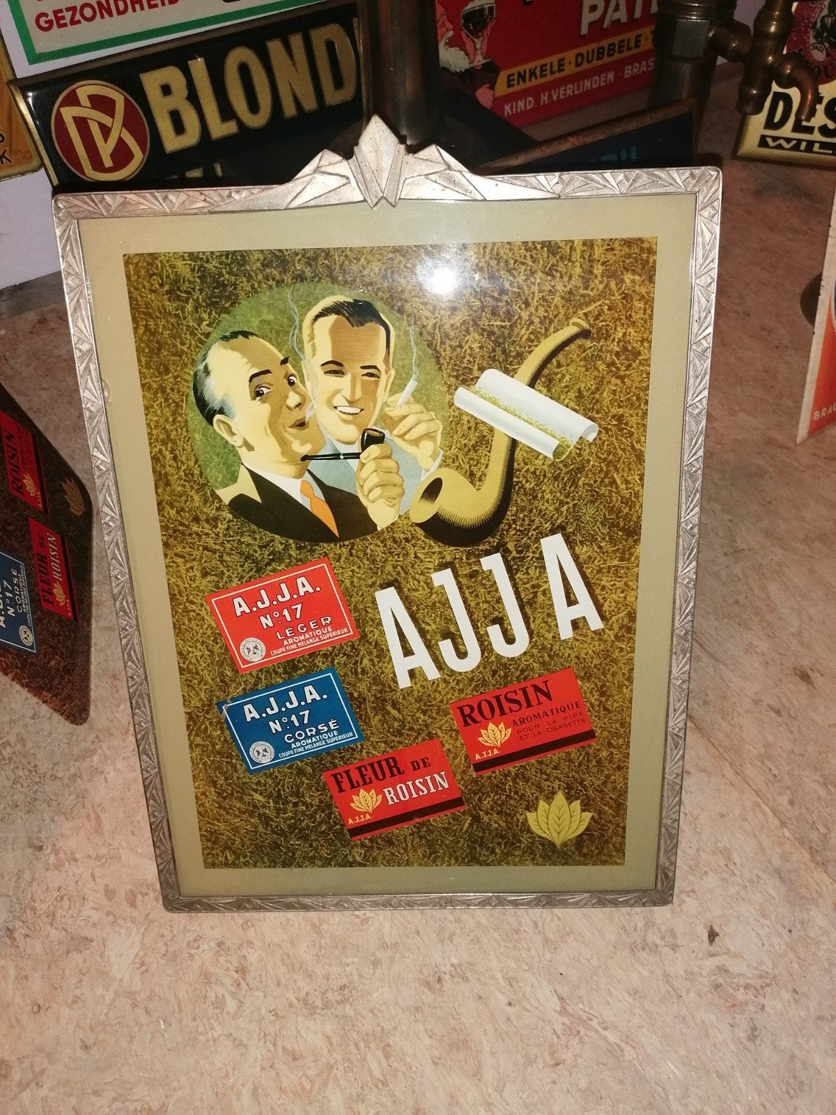 oude Ajja reclame in originele oude kade zware kader, Ophalen