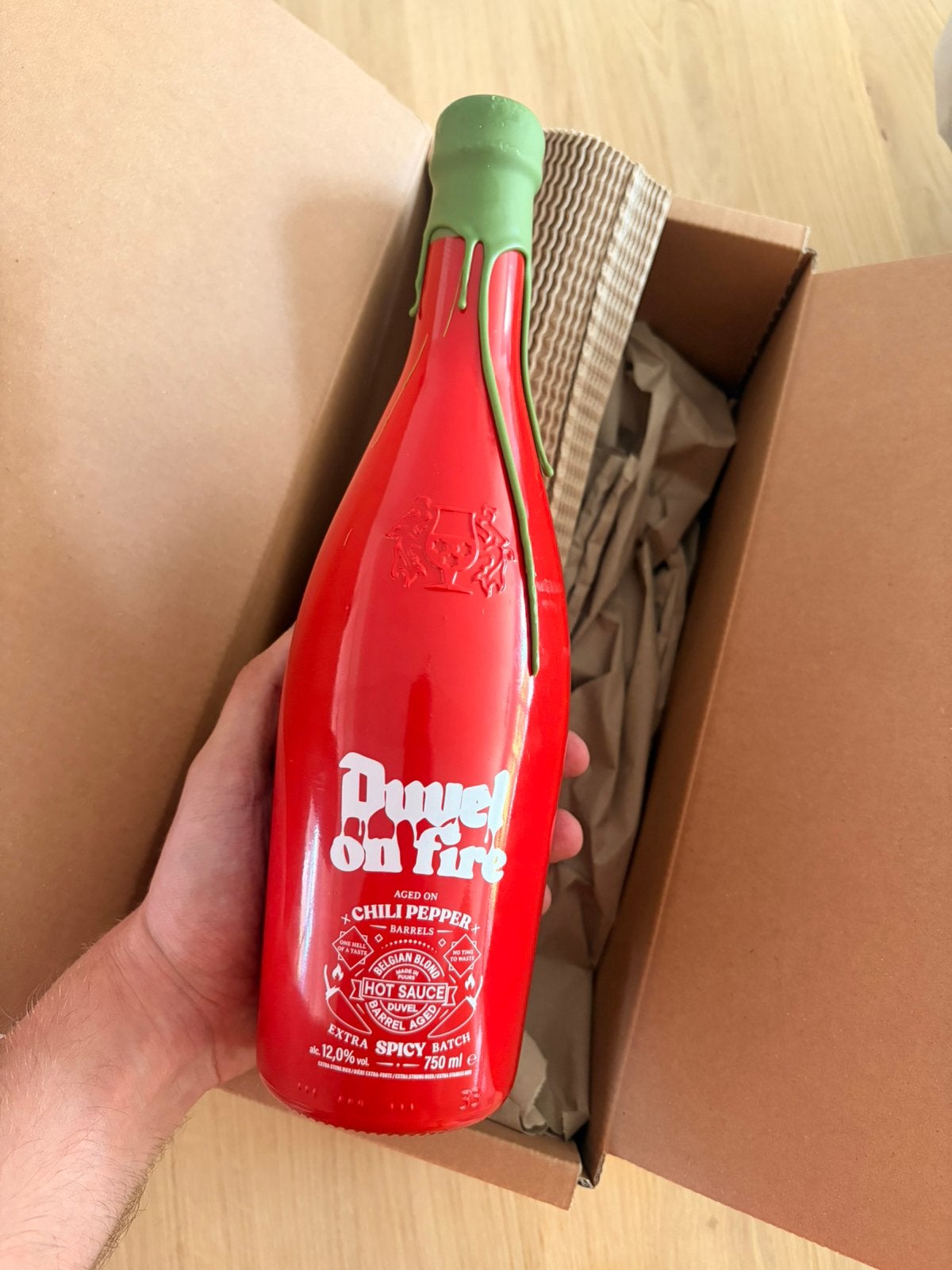 Duvel On Fire Fles 75cl Limited edition, Verzamelen, Ophalen of Verzenden, Zo goed als nieuw, Duvel
