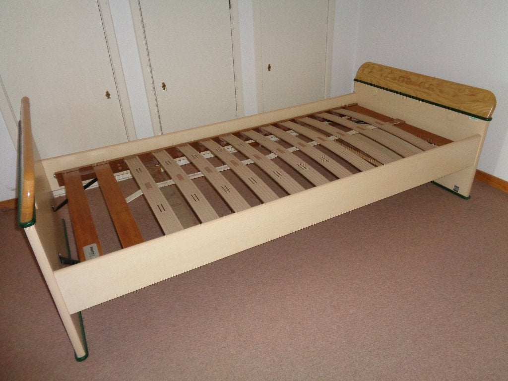 1 persoons bed met lattenbodem, Ophalen, Eenpersoons, 210 cm, 100 cm