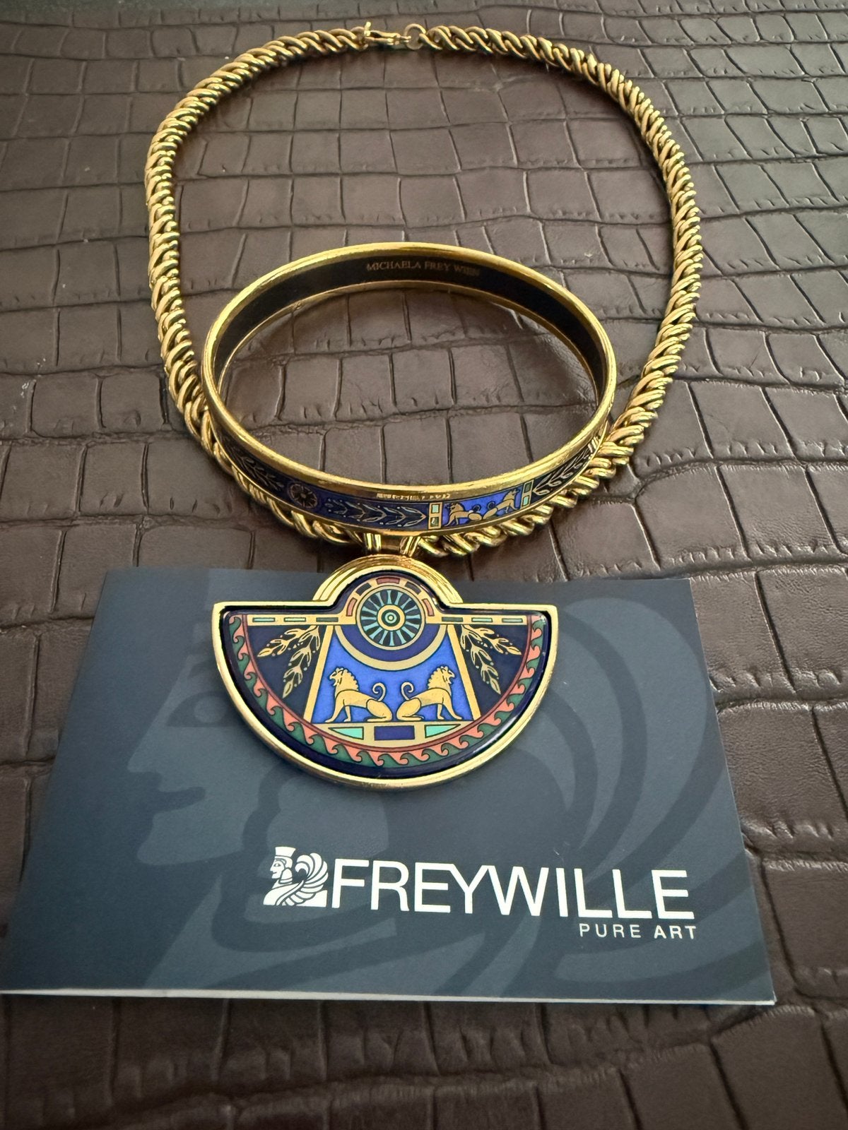Rare Michaela Frey Wien Vintage collier bracelet Set, Envoi, Comme neuf, Or, Or