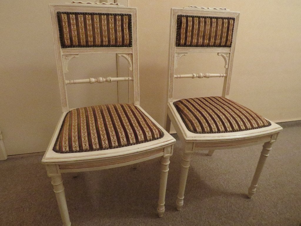 2 vintage stoelen, Enlèvement, Blanc, Bois
