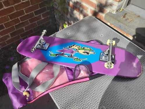 Vintage Skateboard jaren '90 – Paars met Cartoon, Ophalen, Skateboard