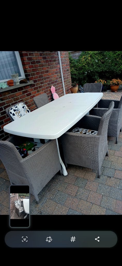 table de patio, Jardin & Terrasse, Tables de jardin, Enlèvement, Utilisé, Rectangulaire, Synthétique