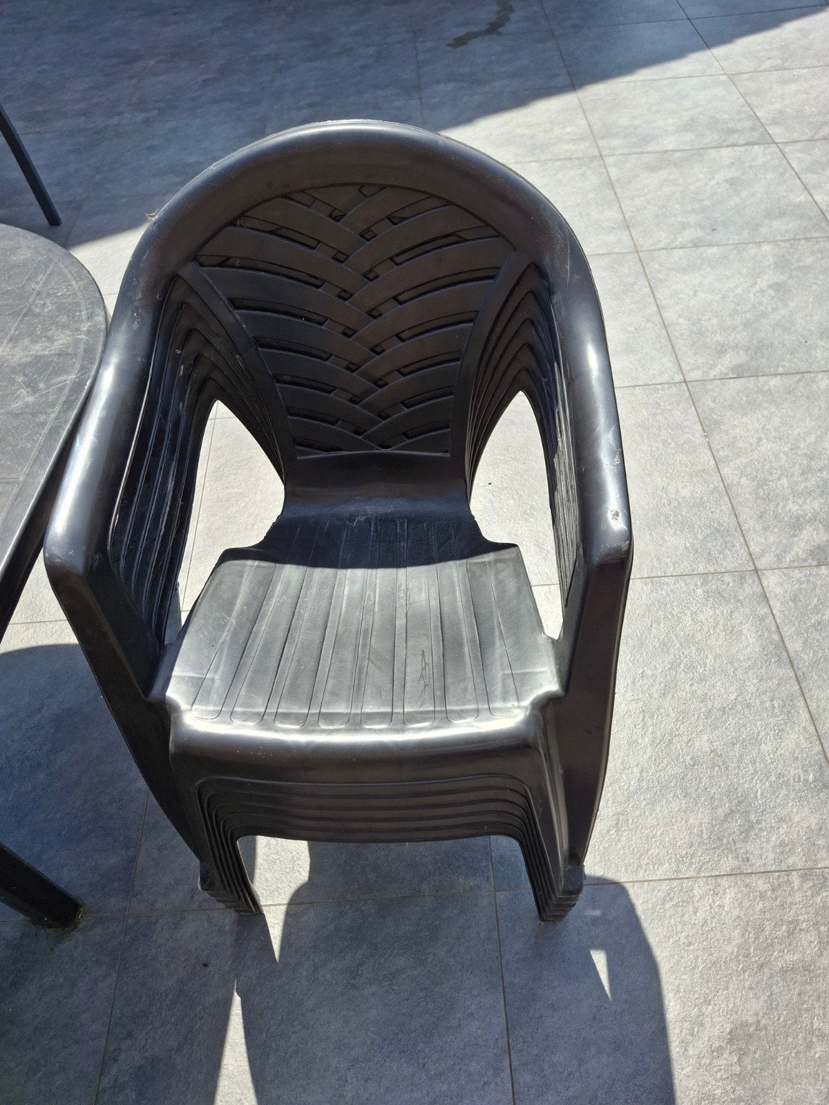 Tuintafel en 6 stoelen, Ophalen, Gebruikt, Ovaal, Plastic