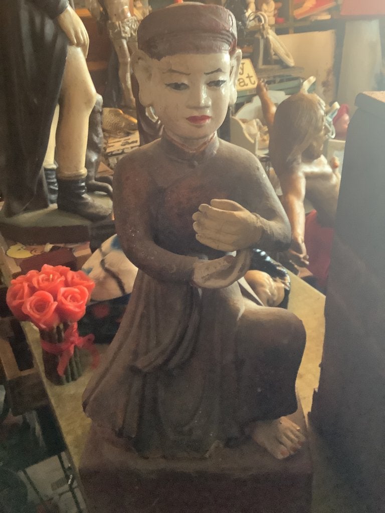 Uniek Tempelbeeld ( Cambodja ) 18e eeuws ( hout), Antiek en Kunst, Ophalen