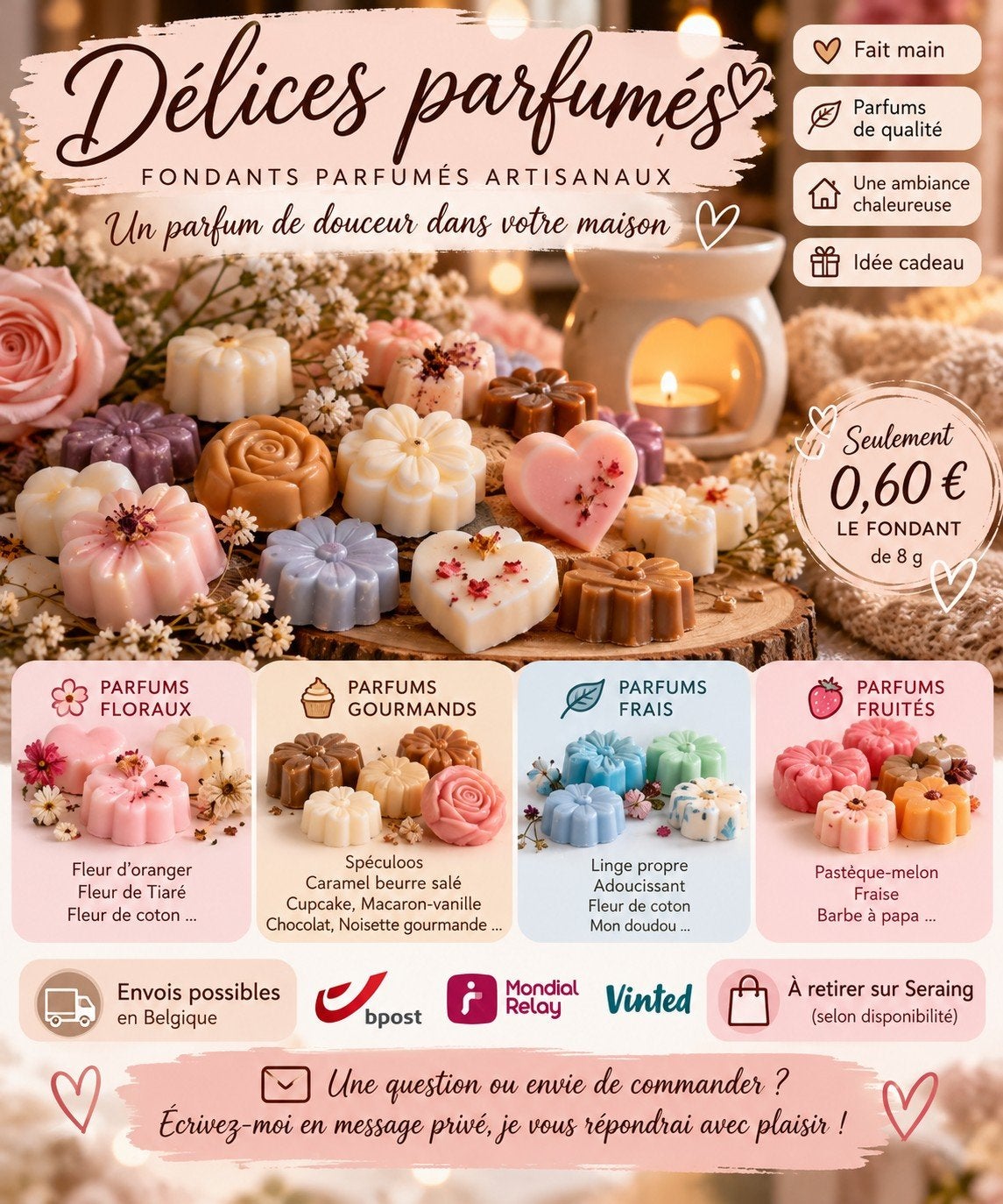 fondants parfumés, Enlèvement ou Envoi, Autres types, Multicolore, Cire