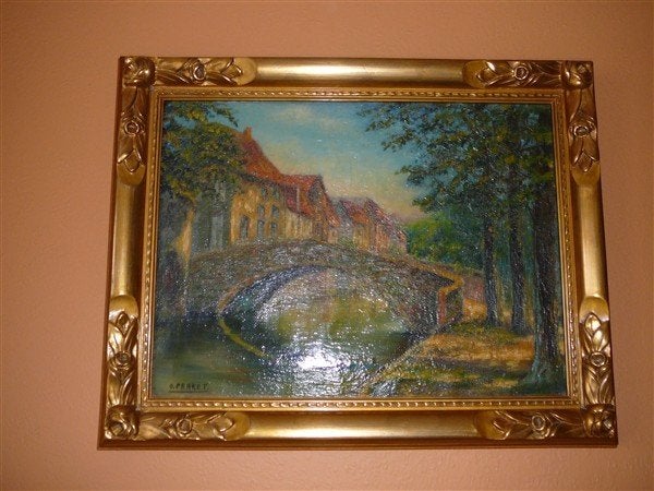 Mooie oude schilderij, Doek, Ophalen of Verzenden, Landschap, Olieverf
