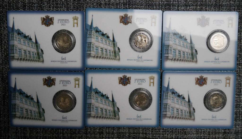 Lot 6 Coincard 2 euros Luxembourg 2021 2022 2023, Ophalen of Verzenden, Luxemburg, 2 euro, Setje